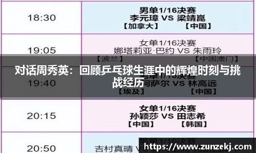 对话周秀英：回顾乒乓球生涯中的辉煌时刻与挑战经历