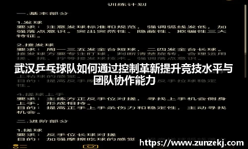 武汉乒乓球队如何通过控制革新提升竞技水平与团队协作能力